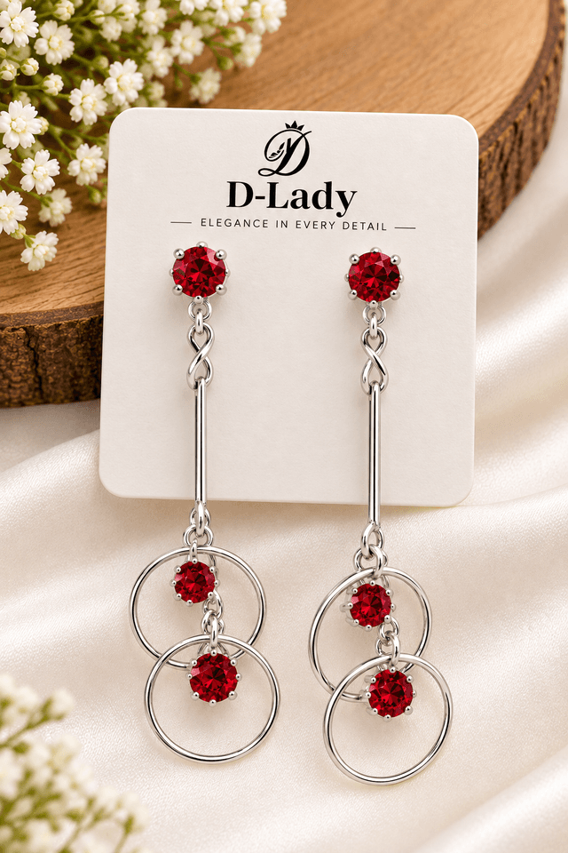 โค๏ธRed Crystal Spiral Drop Earrings