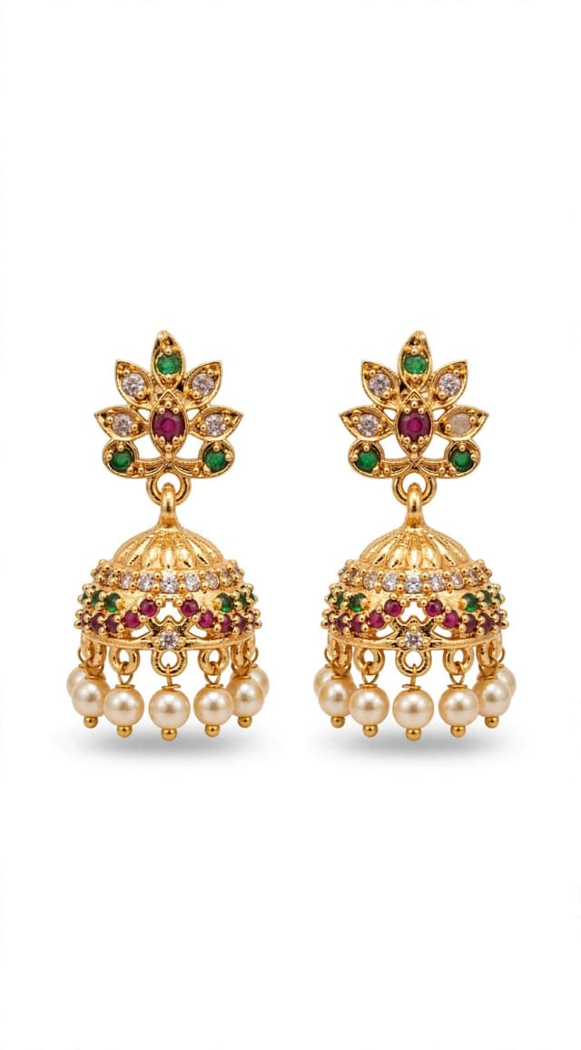 ruby/white + jhumka dome + pearl โ exact design Hd