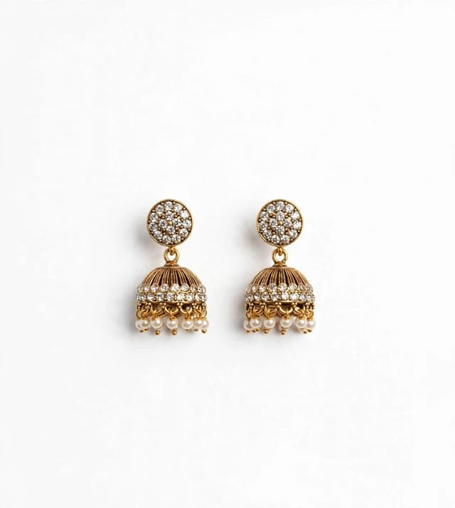 Small Size White Stone Jhumka